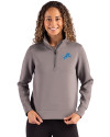 Detroit Lions Cutter & Buck Roam Epic Versatility Recycled Womens Quarter Zip Pullover Elemental Grey Front Thumbnail Image