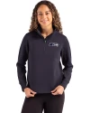 Seattle Seahawks Mono Cutter & Buck Roam Epic Versatility Recycled Womens Quarter Zip Pullover Navy Blue Front Thumbnail Image