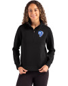 Los Angeles Rams Historic Cutter & Buck Roam Recycled Buttery-Soft Knit Womens Quarter Zip Pullover Black Front Thumbnail Image
