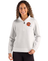 View image 10: Cincinnati Bengals Historic Cutter & Buck Roam Recycled Buttery-Soft Knit Womens Quarter Zip Pullover Solitaire Front