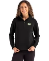 Green Bay Packers Cutter & Buck Roam Recycled Buttery-Soft Knit Womens Quarter Zip Pullover Black Front Thumbnail Image