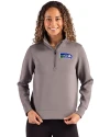 Seattle Seahawks Historic Cutter & Buck Roam Epic Versatility Recycled Womens Quarter Zip Pullover Elemental Grey Front Thumbnail Image