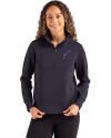 Atlanta Falcons Americana Cutter & Buck Roam Epic Versatility Recycled Womens Quarter Zip Pullover Navy Blue Front Thumbnail Image