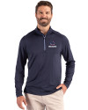 View image 1: Chicago Bears Americana Cutter & Buck Coastline Recycled Double Peached Mens Quarter Zip Pullover Navy Blue Front