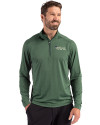 New York Jets Historic Cutter & Buck Coastline Epic Comfort Recycled Mens Quarter Zip Hunter Green Front Thumbnail Image