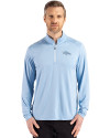 Denver Broncos Mono Cutter & Buck Coastline Epic Comfort Recycled Mens Quarter Zip Atlas Light Blue Front Thumbnail Image