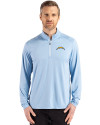 Los Angeles Chargers Cutter & Buck Coastline Epic Comfort Recycled Mens Quarter Zip Atlas Light Blue Front Thumbnail Image