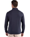 Tampa Bay Buccaneers Americana Cutter & Buck Coastline Epic Comfort Recycled Mens Quarter Zip Navy Blue Back Thumbnail Image