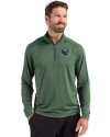 New York Jets NFL Helmet Cutter & Buck Coastline Epic Comfort Recycled Mens Quarter Zip Hunter Green Front Thumbnail Image