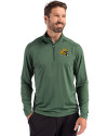 Green Bay Packers NFL Helmet Cutter & Buck Coastline Epic Comfort Recycled Mens Quarter Zip Hunter Green Front Thumbnail Image
