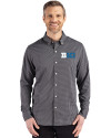 BIG 10 Conference Cutter & Buck Skyline Epic Confidence Recycled Gingham Mens Big & Tall Long Sleeve Dress Shirt Black/Elemental Grey Front Thumbnail Image