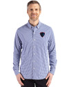 DePaul Blue Demons Cutter & Buck Skyline Epic Confidence Recycled Gingham Mens Big & Tall Long Sleeve Dress Shirt Tour Blue/White Front Thumbnail Image