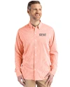 View image 7: UOP Tigers Cutter & Buck Skyline Recycled Gingham Mens Big & Tall Long Sleeve Button Down  Dress Shirt College Orange/White Front