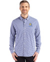 Albany State University Golden Rams Cutter & Buck Skyline Epic Confidence Recycled Gingham Mens Big & Tall Long Sleeve Dress Shirt Tour Blue/White Front Thumbnail Image
