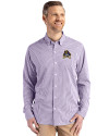 East Carolina Pirates Cutter & Buck Skyline Epic Confidence Recycled Gingham Mens Big & Tall Long Sleeve Dress Shirt College Purple/White Front Thumbnail Image