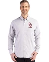 Oklahoma Sooners Alumni (Patterns BL&EG) Cutter & Buck Skyline Epic Confidence Recycled Gingham Mens Big & Tall Long Sleeve Dress Shirt Concrete/White Front Thumbnail Image