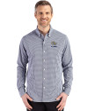 Georgia Tech Yellow Jackets Alumni Cutter & Buck Skyline Epic Confidence Recycled Gingham Mens Big & Tall Long Sleeve Dress Shirt Navy Blue/White Front Thumbnail Image