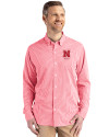 Nebraska Cornhuskers Alumni Cutter & Buck Skyline Epic Confidence Recycled Gingham Mens Big & Tall Long Sleeve Dress Shirt Red/White Front Thumbnail Image