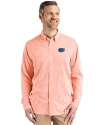 View image 7: Florida Gators Cutter & Buck Skyline Recycled Gingham Mens Big & Tall Long Sleeve Button Down  Dress Shirt College Orange/White Front