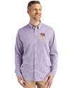 LSU Tigers Cutter & Buck Skyline Epic Confidence Recycled Gingham Mens Big & Tall Long Sleeve Dress Shirt College Purple/White Front Thumbnail Image