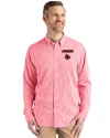 Louisville Cardinals Cutter & Buck Skyline Epic Confidence Recycled Gingham Mens Big & Tall Long Sleeve Dress Shirt Red/White Front Thumbnail Image