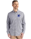 Memphis Tigers Cutter & Buck Skyline Epic Confidence Recycled Gingham Mens Big & Tall Long Sleeve Dress Shirt Black/White Front Thumbnail Image