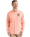 Miami Hurricanes Vintage Cutter & Buck Skyline Epic Confidence Recycled Gingham Mens Big & Tall Long Sleeve Dress Shirt College Orange/White Front Thumbnail Image