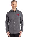 Western Kentucky Hilltoppers College Vault Cutter & Buck Skyline Epic Confidence Recycled Gingham Mens Big & Tall Long Sleeve Dress Shirt Black/Elemental Grey Front Thumbnail Image