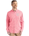 Utah Utes College Vault Cutter & Buck Skyline Epic Confidence Recycled Gingham Mens Big & Tall Long Sleeve Dress Shirt Red/White Front Thumbnail Image