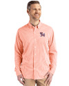 Clemson Tigers College Vault Cutter & Buck Skyline Epic Confidence Recycled Gingham Mens Big & Tall Long Sleeve Dress Shirt College Orange/White Front Thumbnail Image