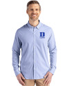 Duke Blue Devils Alumni Cutter & Buck Skyline Epic Confidence Recycled Pinstripe Mens Big & Tall Long Sleeve Dress Shirt Tour Blue/White Front Thumbnail Image