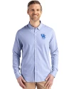 Kentucky Wildcats Alumni Cutter & Buck Skyline Epic Confidence Recycled Pinstripe Mens Big & Tall Long Sleeve Dress Shirt Tour Blue/White Front Thumbnail Image