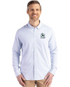 View image 7: Notre Dame Fighting Irish Alumni - Cutter & Buck Skyline Recycled Pinstripe Mens Big & Tall Long Sleeve Button Down  Dress Shirt Pale Blue/White Front