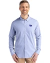 Air Force Falcons Cutter & Buck Skyline Epic Confidence Recycled Pinstripe Mens Big & Tall Long Sleeve Dress Shirt Tour Blue/White Front Thumbnail Image