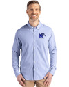 View image 1: Memphis Tigers Cutter & Buck Skyline Recycled Pinstripe Mens Big & Tall Long Sleeve Button Down  Dress Shirt Tour Blue/White Front