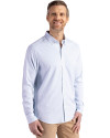 Virginia Hoos College Vault Cutter & Buck Skyline Epic Confidence Recycled Pinstripe Mens Big & Tall Long Sleeve Dress Shirt Pale Blue/White Side Thumbnail Image