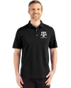 Texas A&M Aggies Alumni Cutter & Buck Advantage Refresh Epic Confidence Recycled Mens Tri-Blend Pique Polo Black Front Thumbnail Image