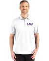 LSU Tigers Alumni Cutter & Buck Advantage Refresh Epic Confidence Recycled Mens Tri-Blend Pique Polo White Front Thumbnail Image