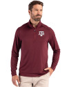 Texas A&M Aggies Cutter & Buck Coastline Epic Comfort Recycled Mens Quarter Zip Bordeaux Front Thumbnail Image