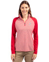 Alabama Crimson Tide Cutter & Buck Forge Tonal Stripe Stretch Half Zip Womens Top Cardinal Red Front Thumbnail Image