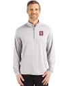 Indiana Hoosiers - Cutter & Buck Coastline Epic Comfort Recycled Mens Quarter Zip CONCRETE Front Thumbnail Image
