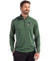 Michigan State Spartans College Vault Cutter & Buck Coastline Epic Comfort Recycled Mens Quarter Zip Hunter Green Front Thumbnail Image