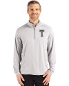 GA Tech Yellow Jackets College Vault Cutter & Buck Coastline Epic Comfort Recycled Mens Quarter Zip CONCRETE Front Thumbnail Image