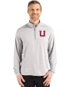 Utah Utes College Vault Cutter & Buck Coastline Epic Comfort Recycled Mens Quarter Zip CONCRETE Front Thumbnail Image