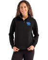 View image 1: Kentucky Wildcats Cutter & Buck Roam Recycled Buttery-Soft Knit Womens Quarter Zip Pullover Black Front