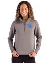 Kentucky Wildcats Cutter & Buck Roam Epic Versatility Recycled Womens Quarter Zip Pullover Elemental Grey Front Thumbnail Image