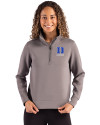 Duke Blue Devils Alumni Cutter & Buck Roam Epic Versatility Recycled Womens Quarter Zip Pullover Elemental Grey Front Thumbnail Image