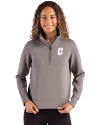 Charlotte 49ers Cutter & Buck Roam Epic Versatility Recycled Womens Quarter Zip Pullover Elemental Grey Front Thumbnail Image