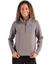 Fresno State Bulldogs College Vault Cutter & Buck Roam Epic Versatility Recycled Womens Quarter Zip Pullover Elemental Grey Front Thumbnail Image