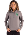 Marshall Thundering Herd College Vault Cutter & Buck Roam Epic Versatility Recycled Womens Quarter Zip Pullover Elemental Grey Front Thumbnail Image